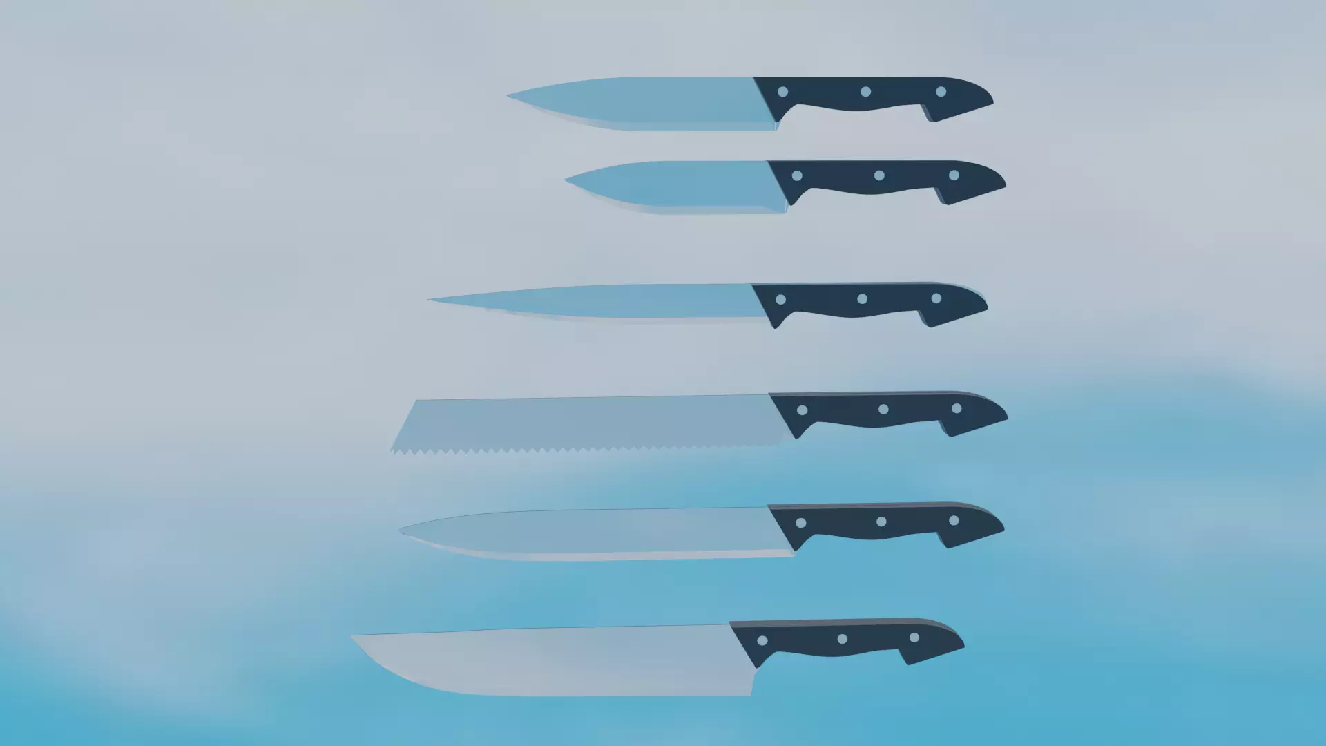 knives set of Low-poly 3D model_0