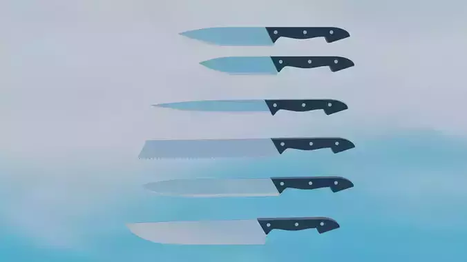 knives set of Low-poly 3D model