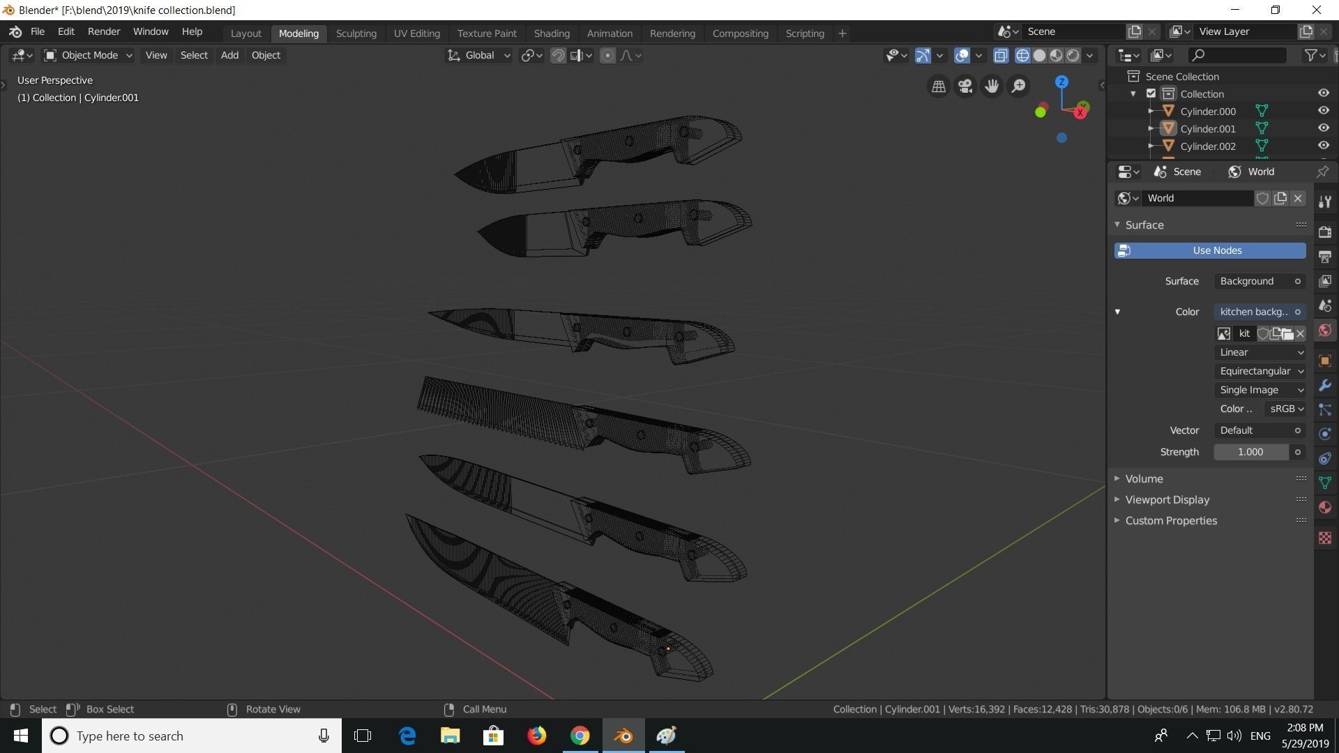 knives set of Low-poly 3D model_5