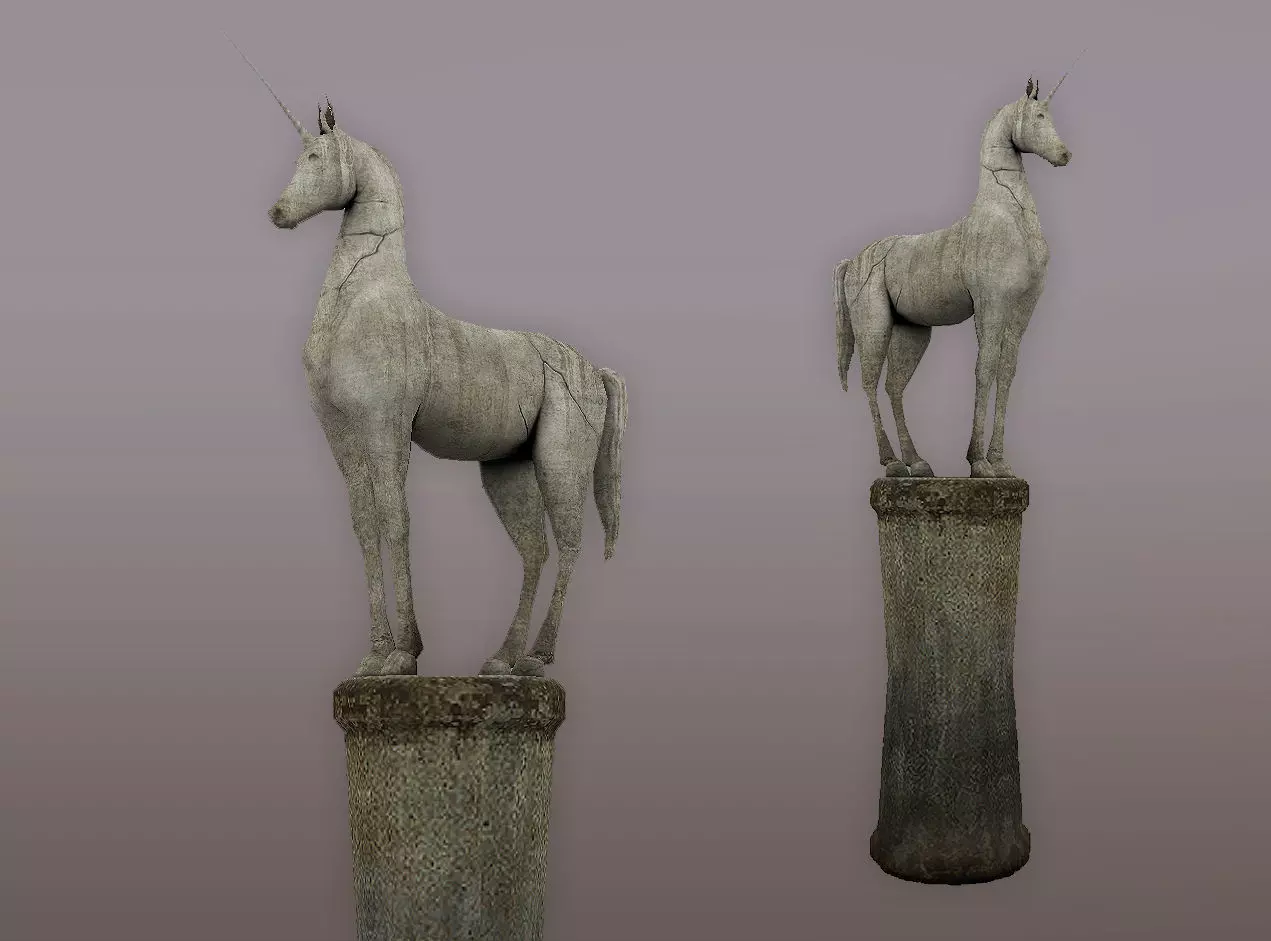 Statue Unicorn Low-poly 3D model