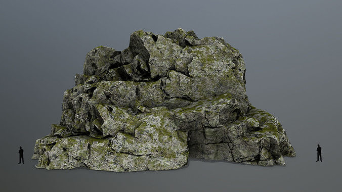 rocks rock with moss Low-poly 3D model