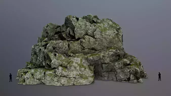 rocks rock with moss Low-poly 3D model