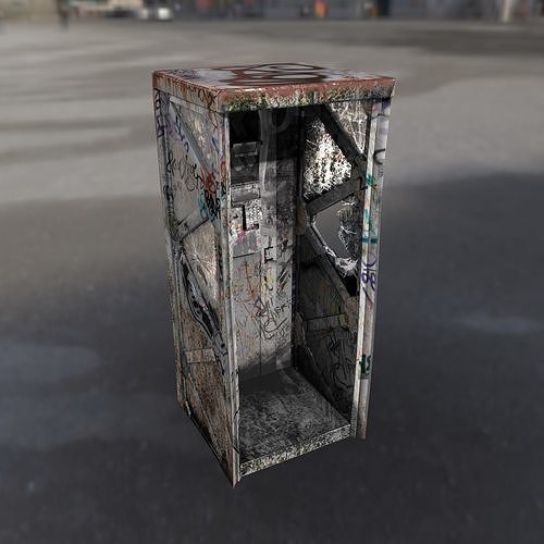 Post Apocalyptic Call Box in Sci-Fi Style 3D model