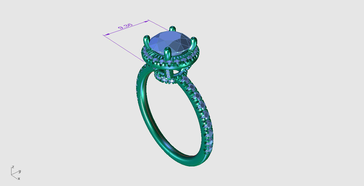 ZRP005 halo engagement ring in rose gold 3D print model_5