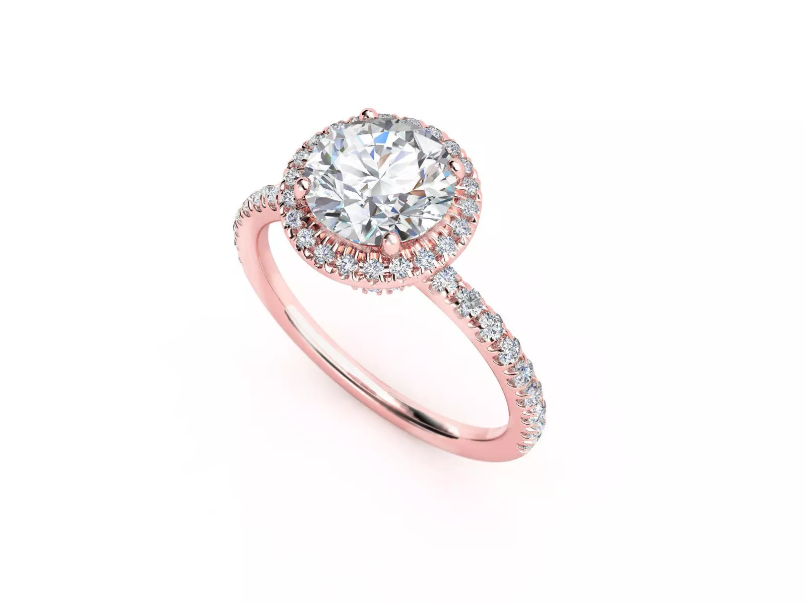 ZRP005 halo engagement ring in rose gold 3D print model_0