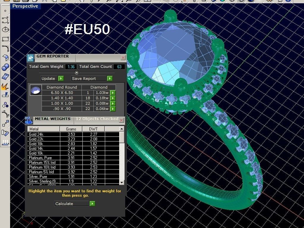 ZRP005 halo engagement ring in rose gold 3D print model_7