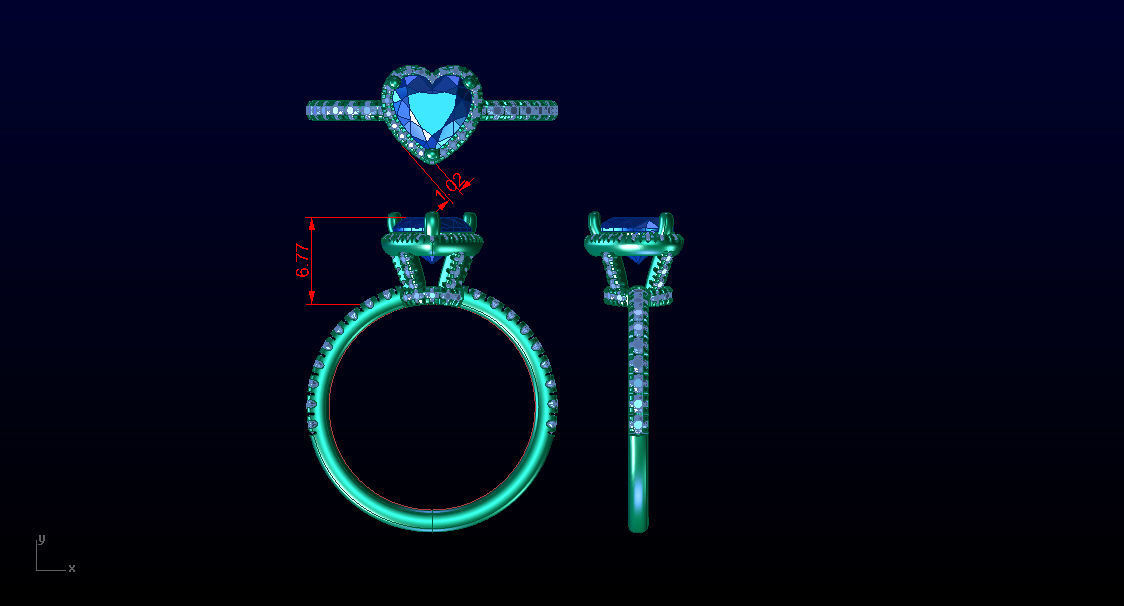 ZRP007 heart halo engagement ring in rose gold 3D print model_6