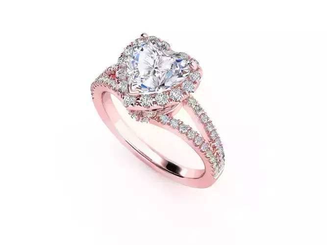 ZRP009 heart halo engagement ring in rose gold