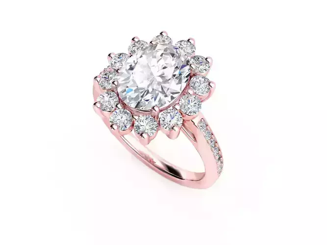 ZRP011 oval diamond halo engagement ring gold