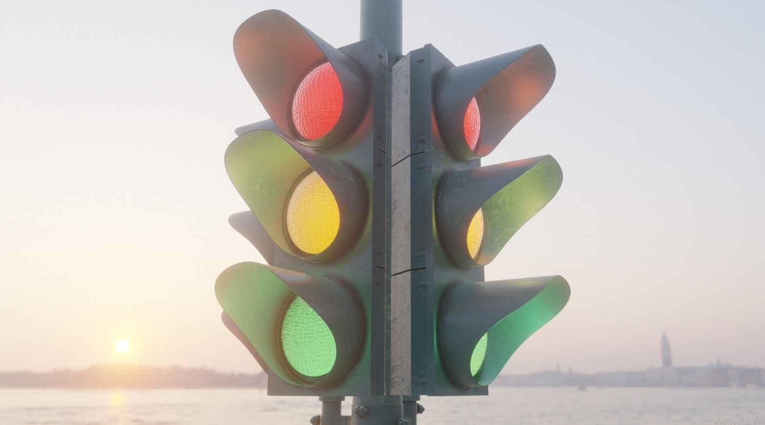 Traffic Lights Low-poly 3D model_11
