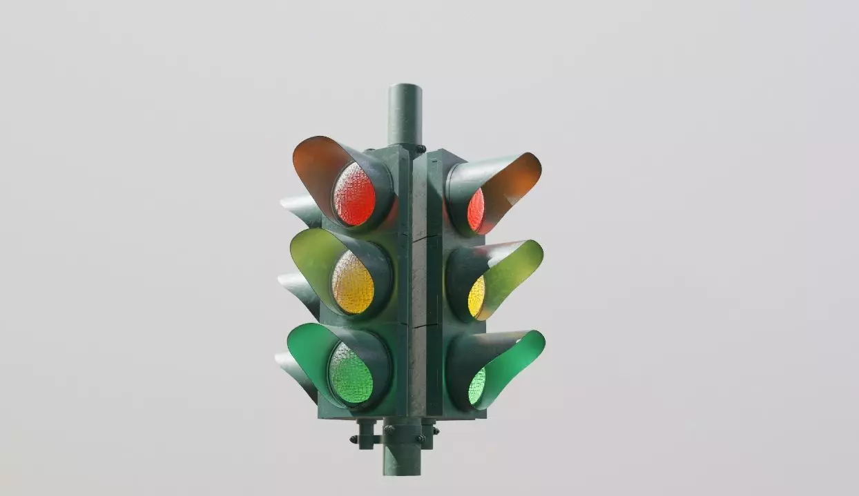 Traffic Lights Low-poly 3D model_0