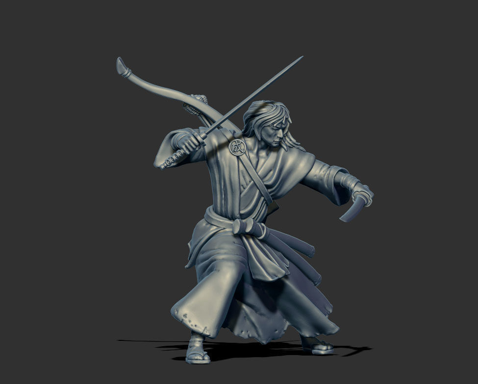 Samurai bundle - 6 miniatures 35mm scale 3D print model_37
