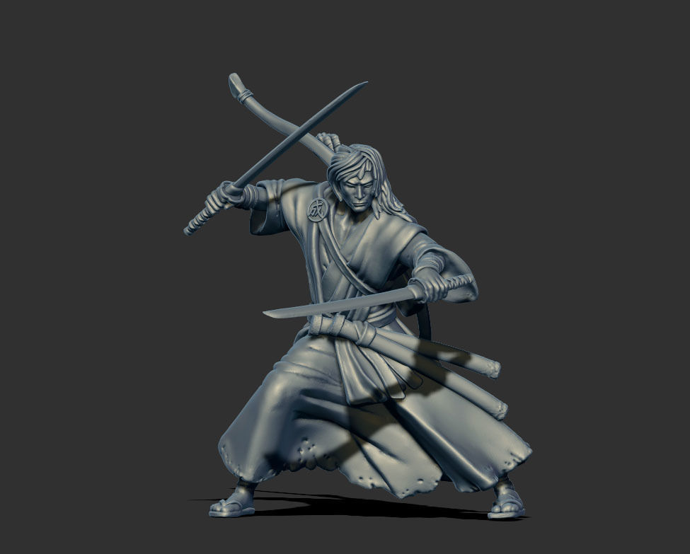 Samurai bundle - 6 miniatures 35mm scale 3D print model_4