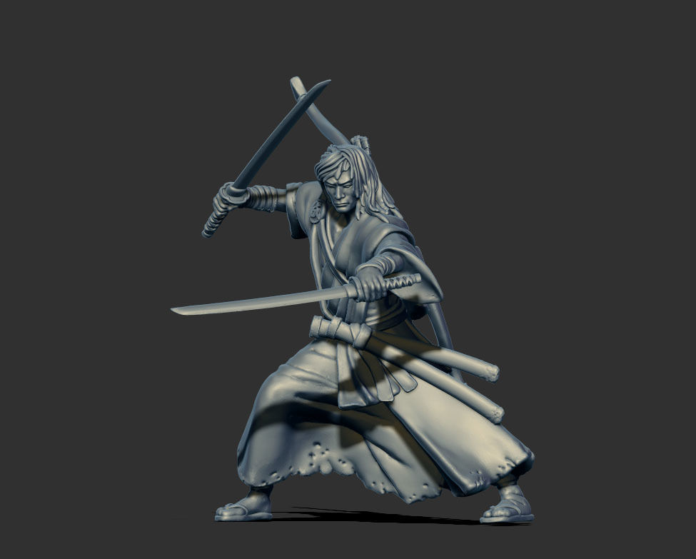 Samurai bundle - 6 miniatures 35mm scale 3D print model_36