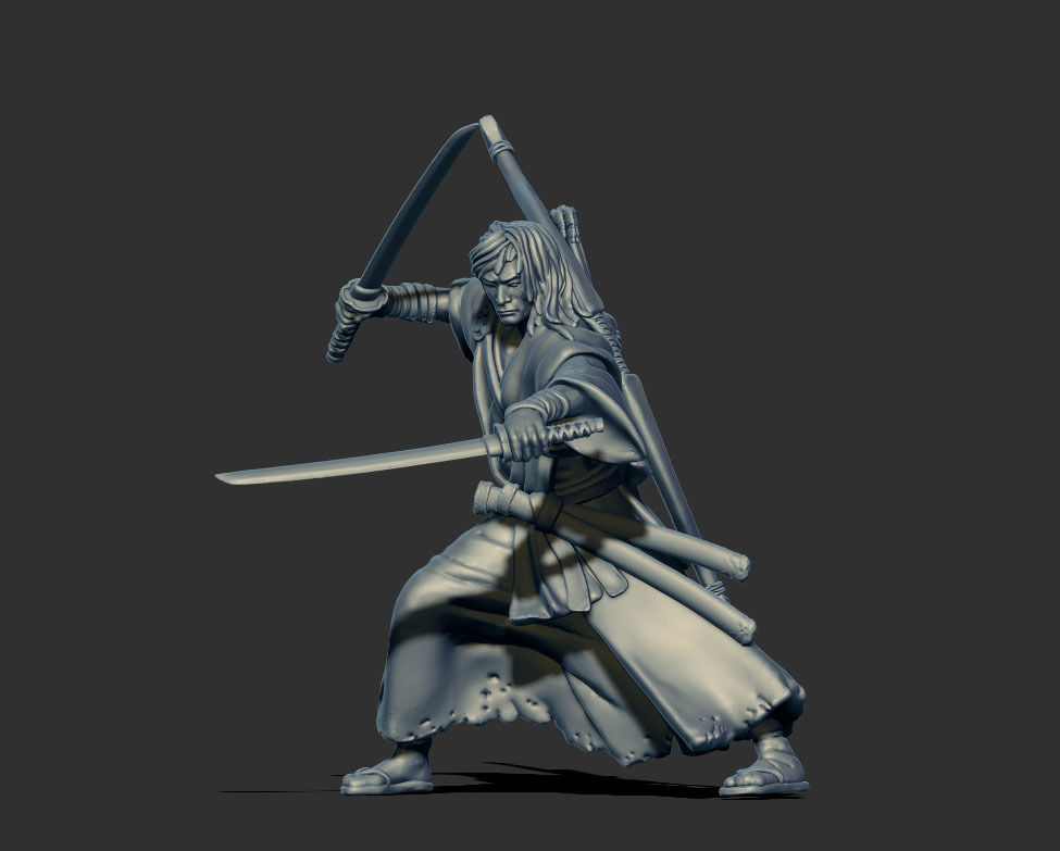 Samurai bundle - 6 miniatures 35mm scale 3D print model_33