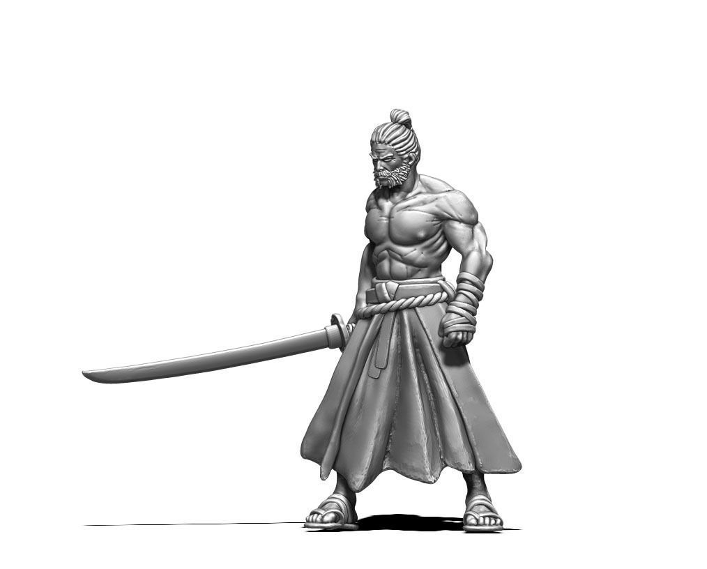Samurai bundle - 6 miniatures 35mm scale 3D print model_20