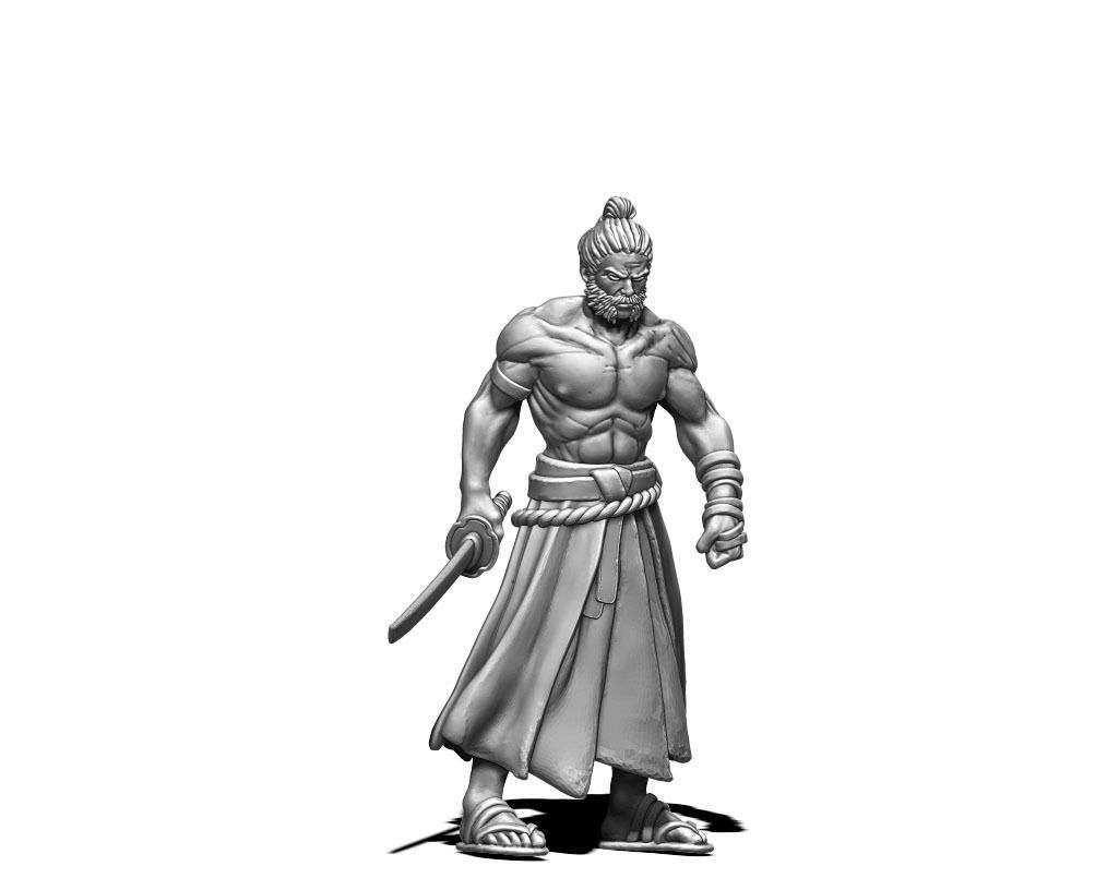 Samurai bundle - 6 miniatures 35mm scale 3D print model_22