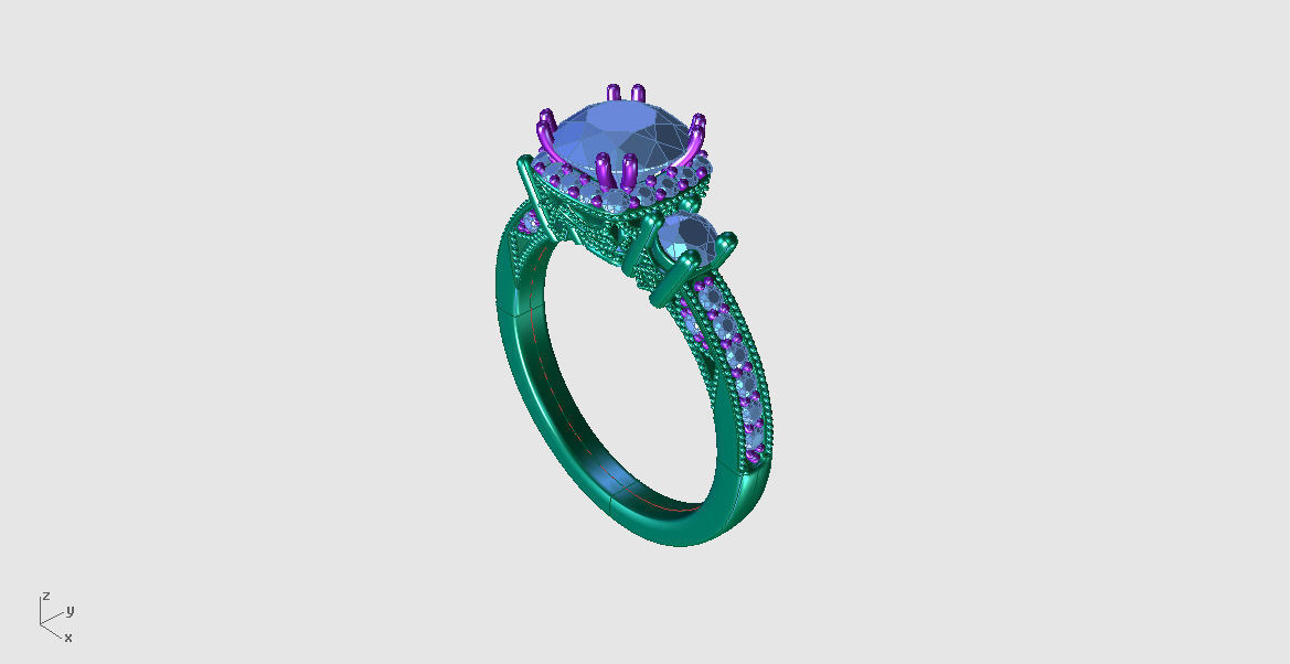 ZRP017 person engagement ring in rose gold 3D print model_5