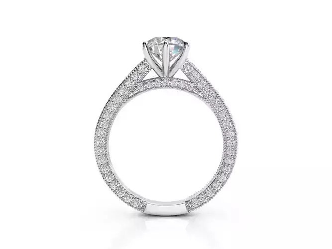 ZRP024 diamond halo engagement ring 3D print model