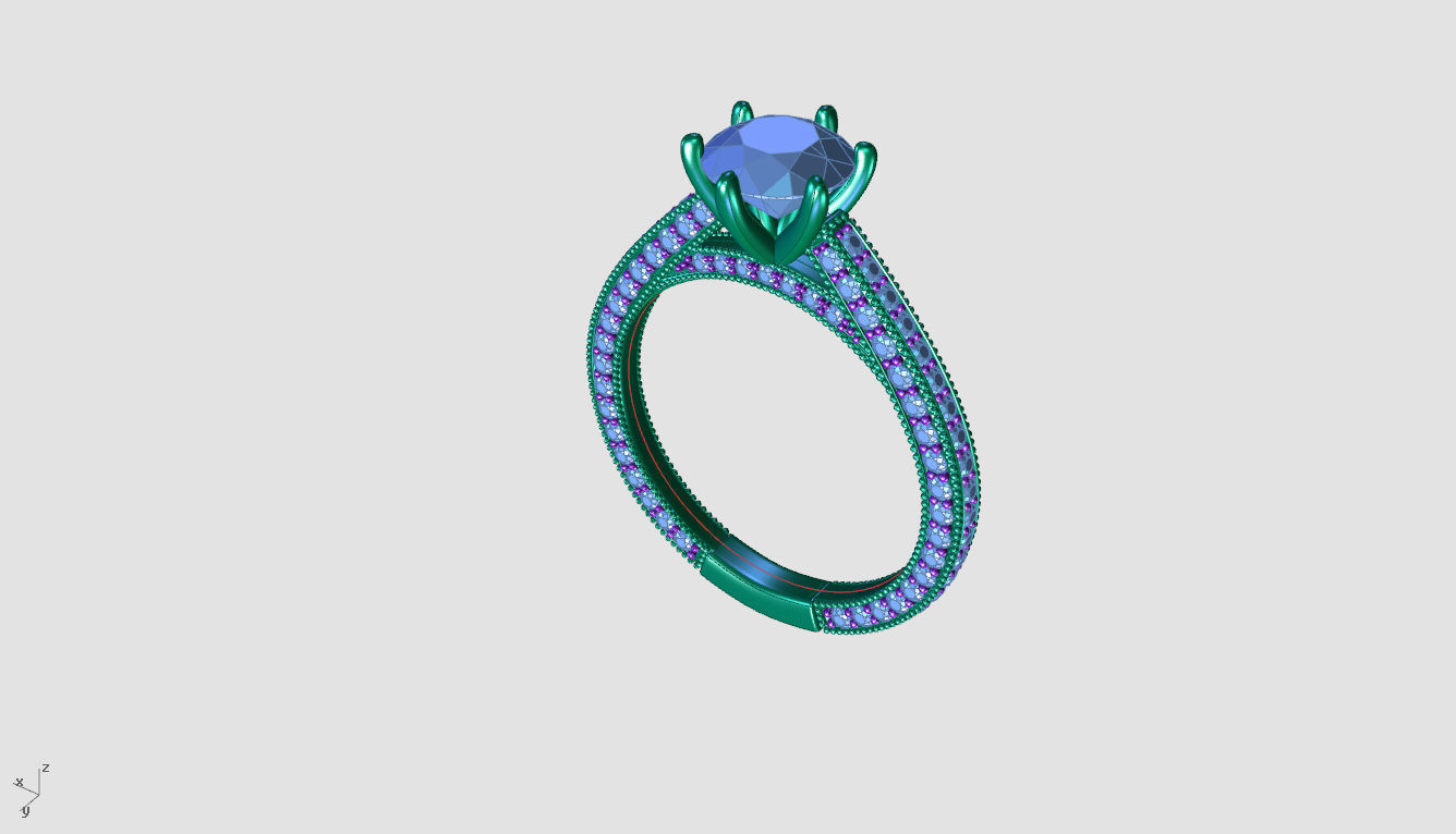 ZRP024 diamond halo engagement ring 3D print model_5