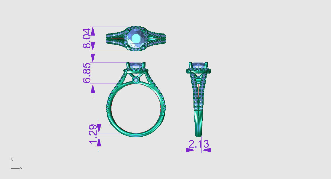 ZRP025 halo engagement ring in rose gold 3D print model_6