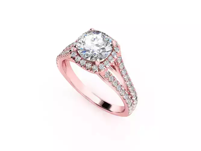 ZRP025 halo engagement ring in rose gold