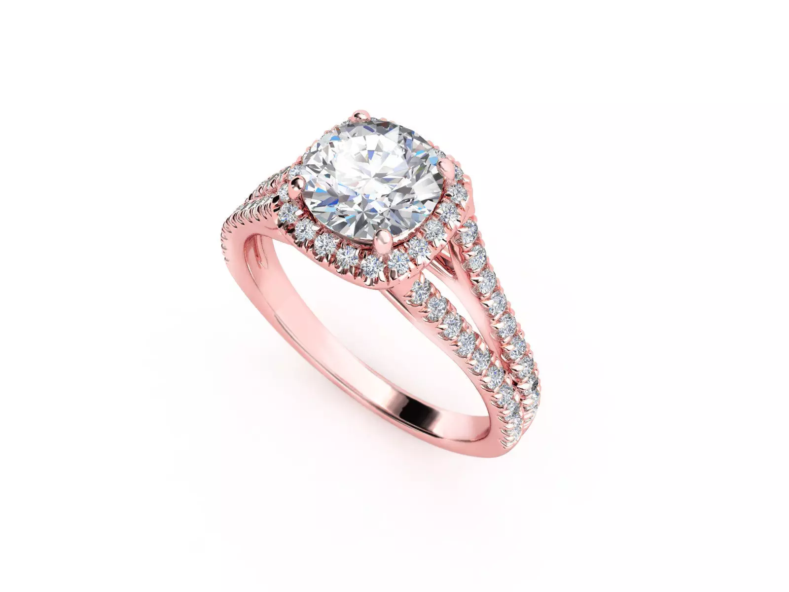 ZRP025 halo engagement ring in rose gold 3D print model_0