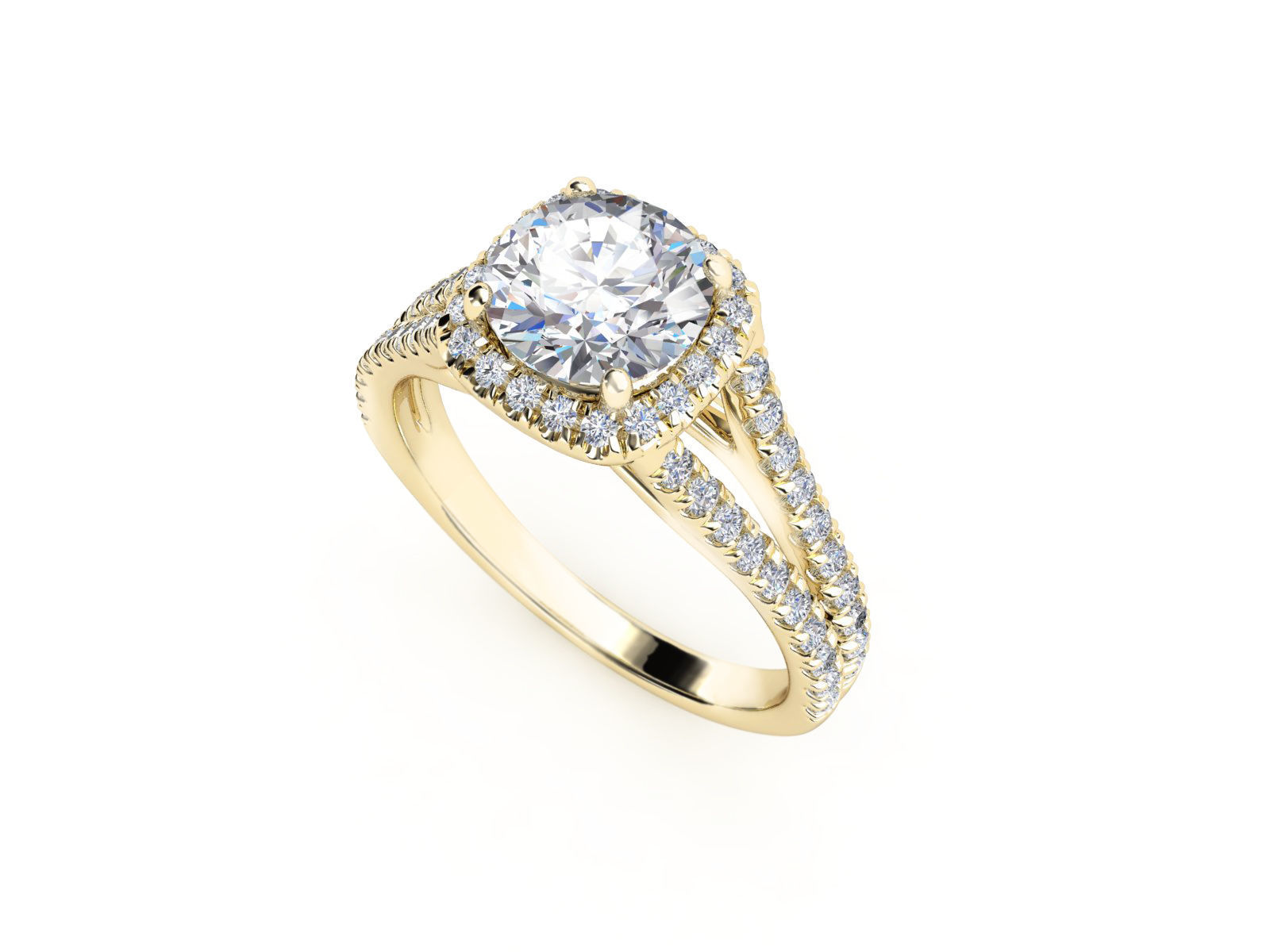 ZRP025 halo engagement ring in rose gold 3D print model_2