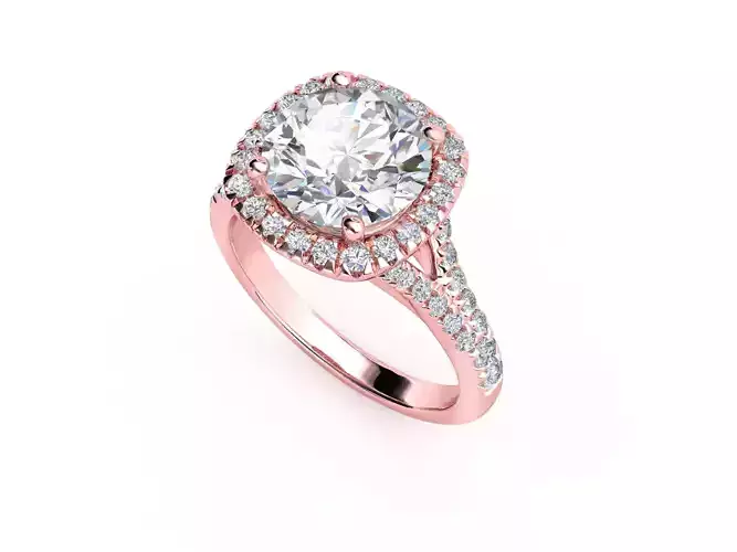 ZRP027 gold engagement ring with cushion cut center stone
