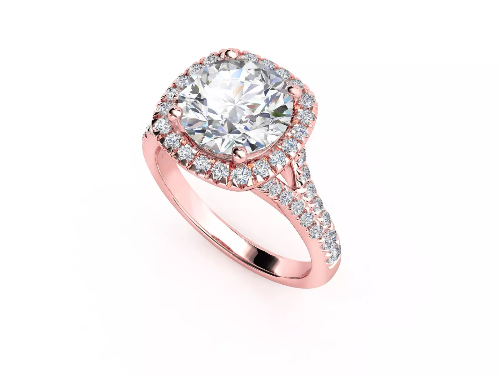 ZRP027 gold engagement ring with cushion cut center stone 3D print model_0
