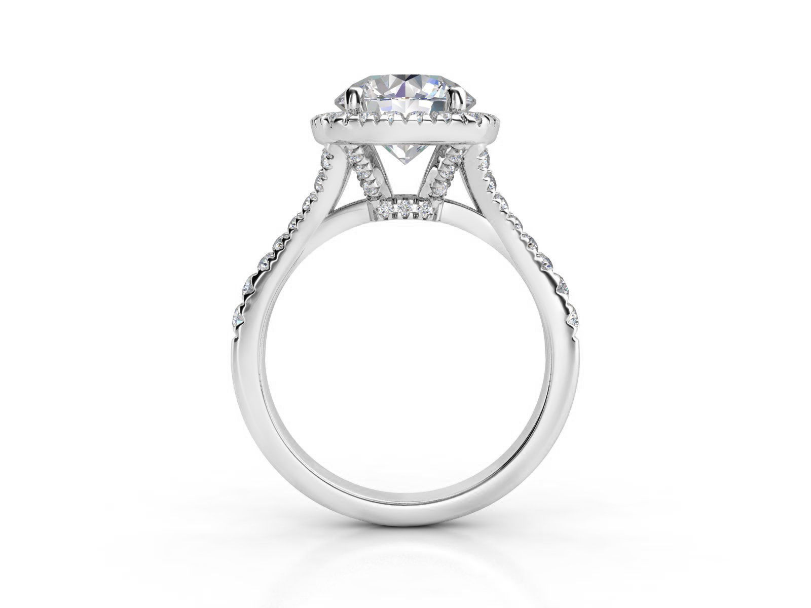 ZRP027 gold engagement ring with cushion cut center stone 3D print model_4