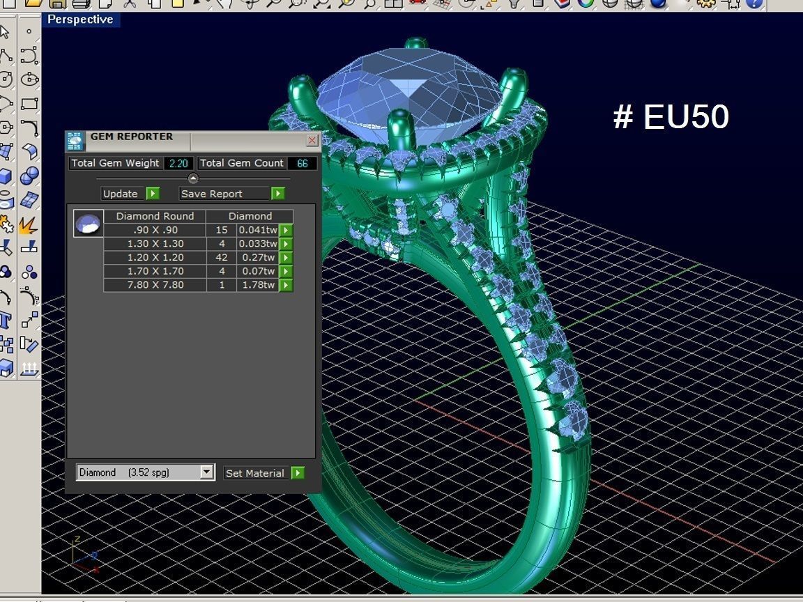 ZRP027 gold engagement ring with cushion cut center stone 3D print model_5