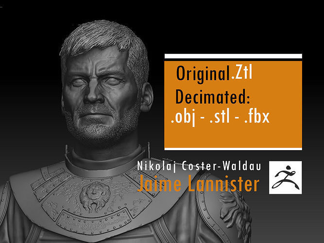 Nikolaj Coster-Waldau - Jaime Lannister - Game Of Thrones 3D print model