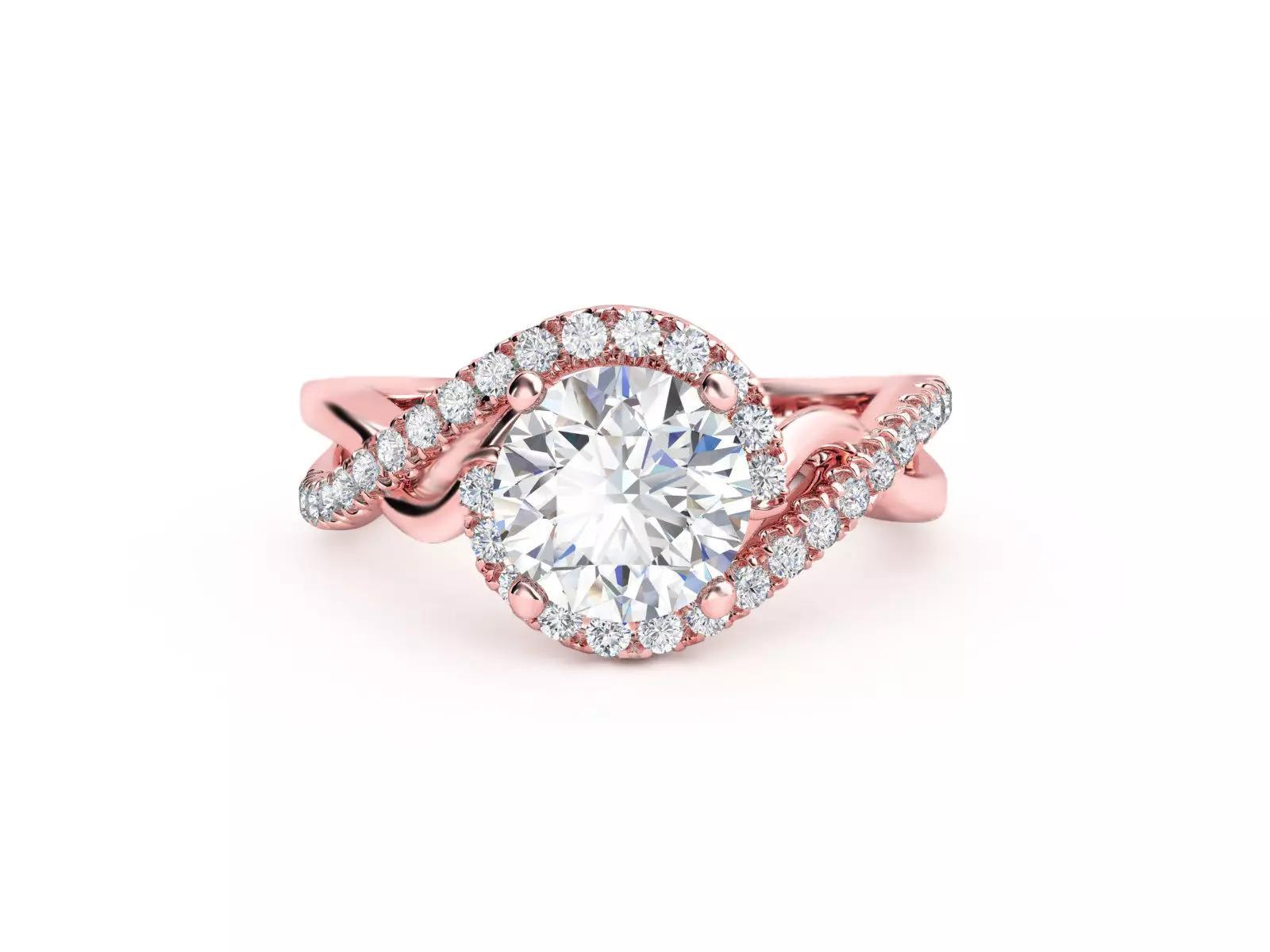 ZRP034 rose gold engagement ring with oval cut center stone 3D print model