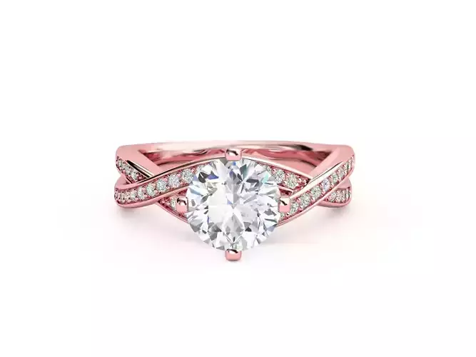 ZRP038 rose gold engagement ring with oval cut center stone 3D print model