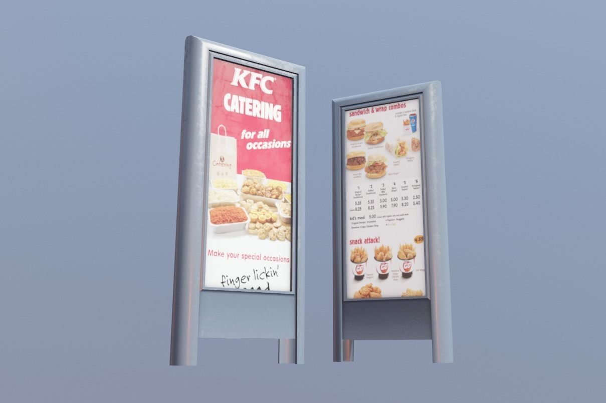 restaurant small menu billboard Low-poly 3D model_4