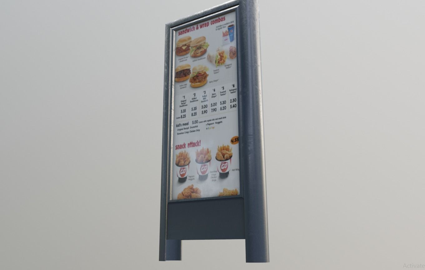 restaurant small menu billboard Low-poly 3D model_1