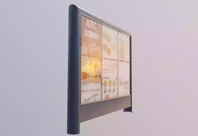 large restaurant menu billboard sign Low-poly 3D model