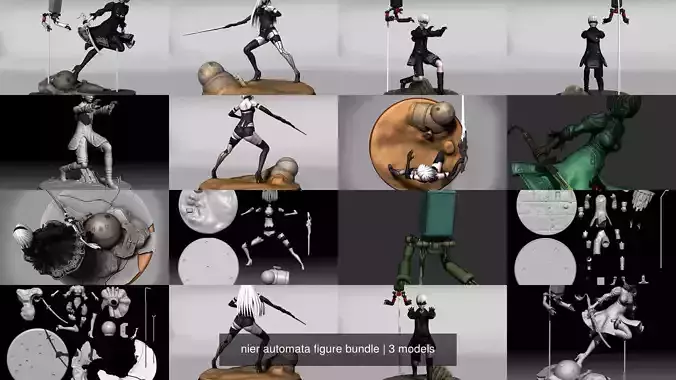 nier automata figure bundle 3D Model Collection