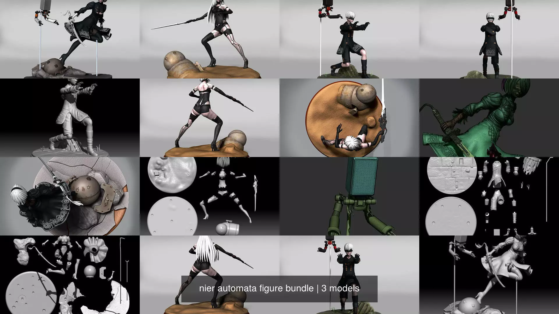 nier automata figure bundle 3D Model Collection_0