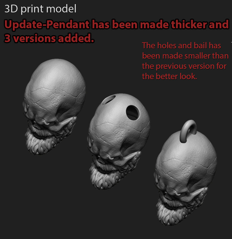 Skull Pendant jewelry Bearded vol3 3D print model_5
