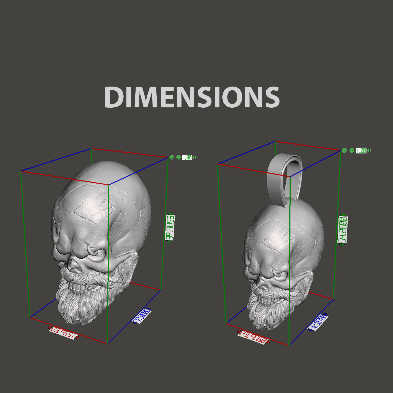 Skull Pendant jewelry Bearded vol3 3D print model_8