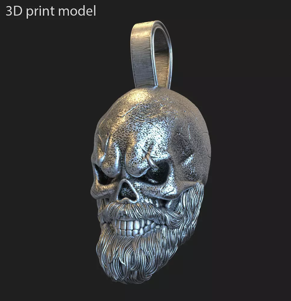 Skull Pendant jewelry Bearded vol3 3D print model_0