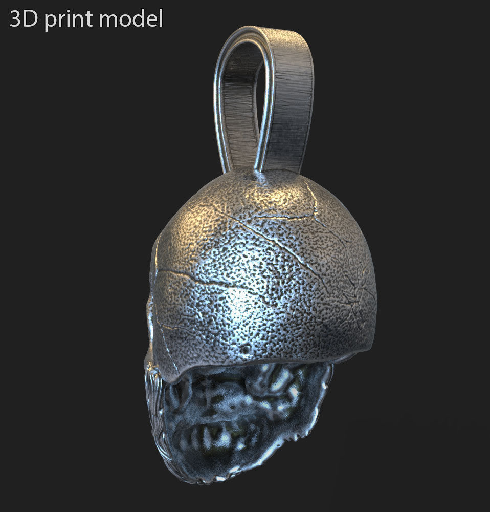 Skull Pendant jewelry Bearded vol3 3D print model_3