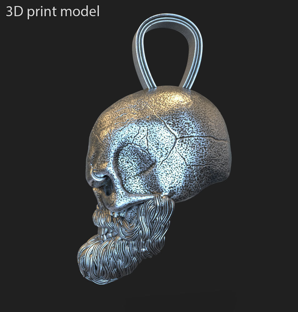 Skull Pendant jewelry Bearded vol3 3D print model_2