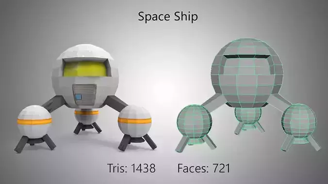 Space ship Low-poly 3D model