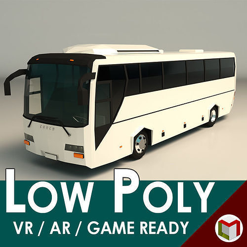Low Poly Coach Bus 04 Low-poly 3D model
