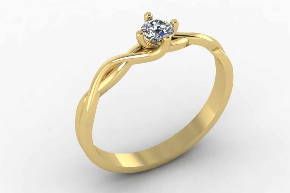 solitaire ring 3D print model_3
