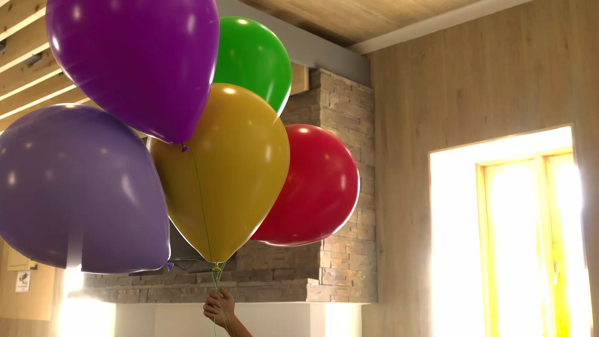 Balloons person holding colorful Free 3D model