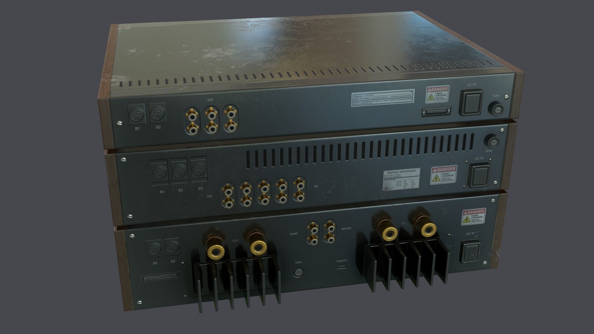 Audio HIFI amplifier tuner corrector Low-poly 3D model_5